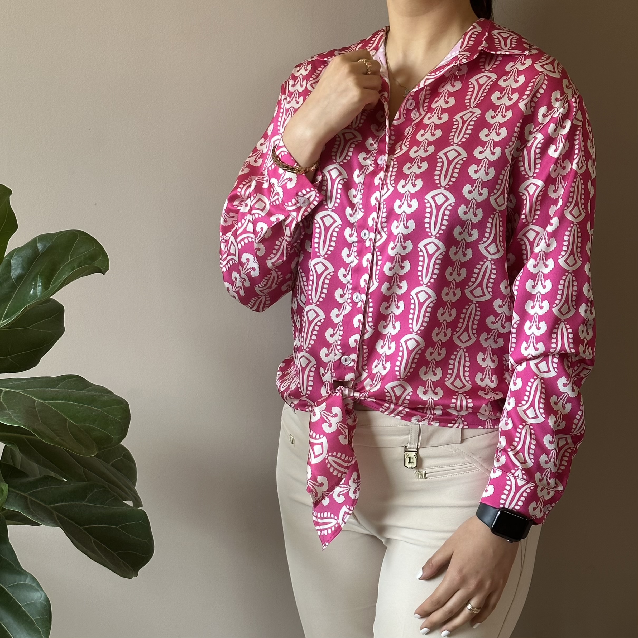 شومیز ساتن ابریشم طرح دار