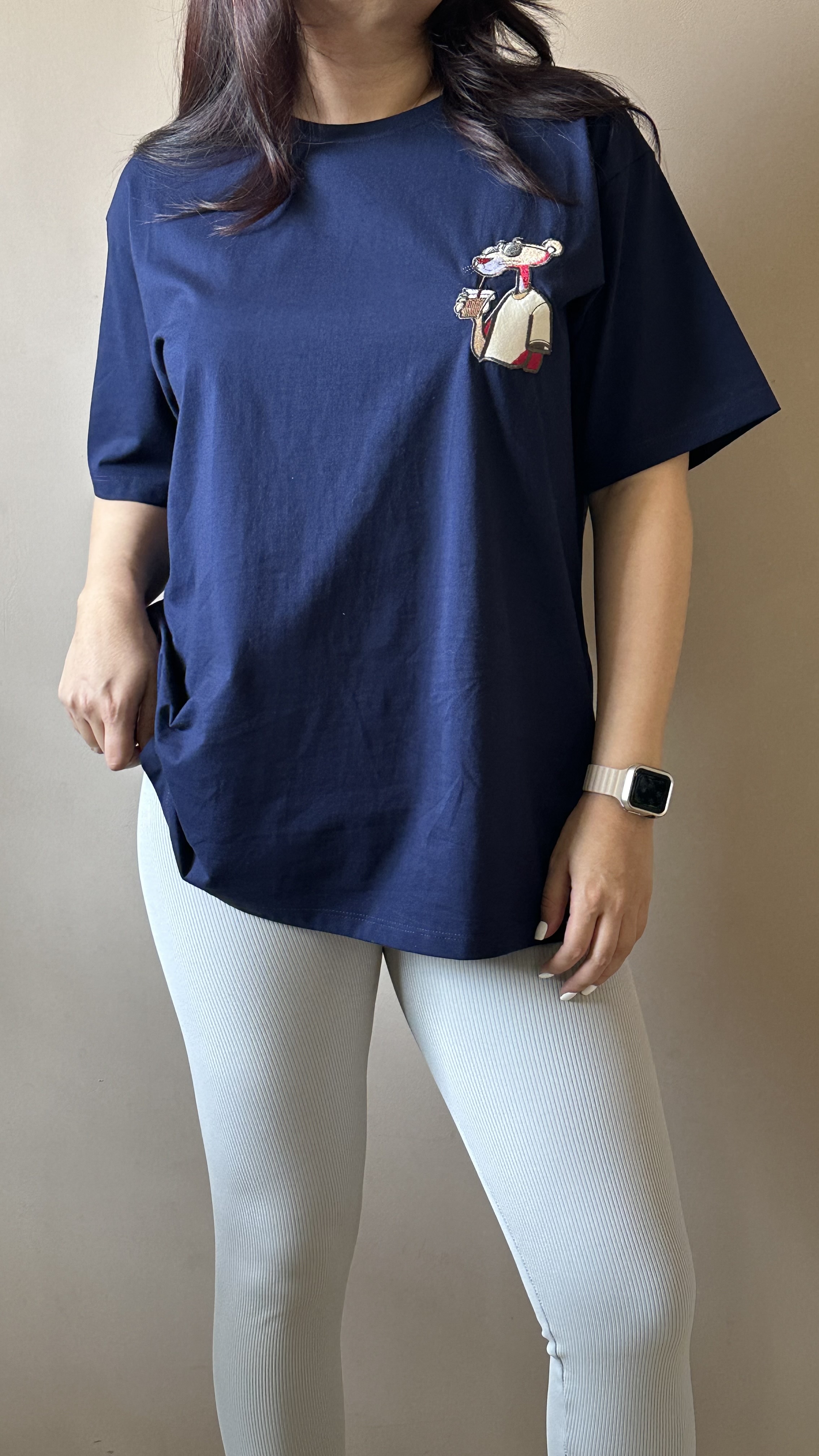 تیشرت لانگ پلنگ صورتی مدل یونی‌سکس