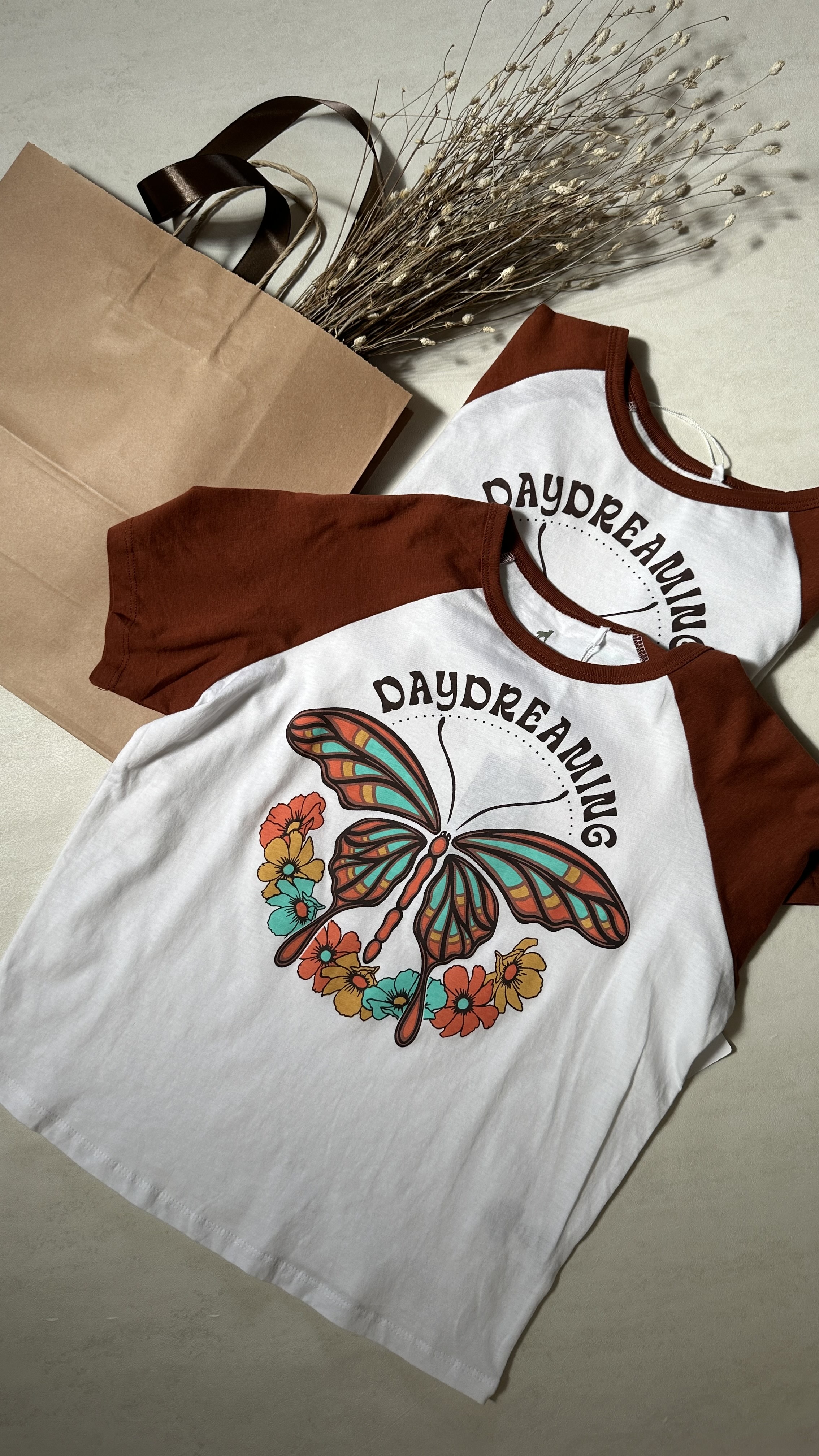 تیشرت دخترانه طرح پروانه